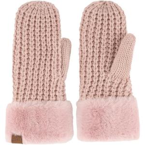imageCC Waffle Knit Mittens For Women  Acrylic Stretchable Soft Warm Knit Cold weather Winter GlovesRose