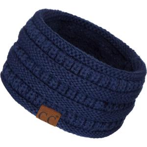 imageCC Winter Fuzzy Fleece Lined Thick Knitted Diagonal Stripes CrissCross Pattern Headband Headwrap HW2060A Ribbednavy