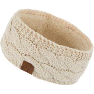 imageCC Winter Fuzzy Fleece Lined Thick Knitted Diagonal Stripes CrissCross Pattern Headband Headwrap HW2060Beige