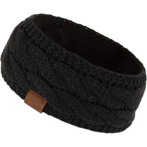 imageCC Winter Fuzzy Fleece Lined Thick Knitted Diagonal Stripes CrissCross Pattern Headband Headwrap HW2060Black Metallic