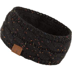 imageCC Winter Fuzzy Fleece Lined Thick Knitted Diagonal Stripes CrissCross Pattern Headband Headwrap HW2060Blackconfetti