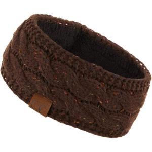 imageCC Winter Fuzzy Fleece Lined Thick Knitted Diagonal Stripes CrissCross Pattern Headband Headwrap HW2060Brownconfetti