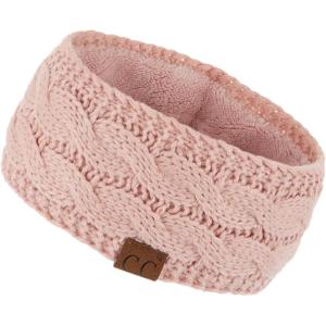 imageCC Winter Fuzzy Fleece Lined Thick Knitted Diagonal Stripes CrissCross Pattern Headband Headwrap HW2060Indi Pink