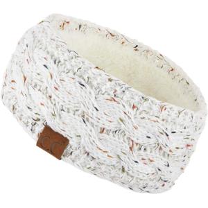imageCC Winter Fuzzy Fleece Lined Thick Knitted Diagonal Stripes CrissCross Pattern Headband Headwrap HW2060Ivoryconfetti
