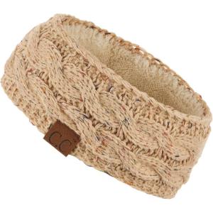 imageCC Winter Fuzzy Fleece Lined Thick Knitted Diagonal Stripes CrissCross Pattern Headband Headwrap HW2060Latteconfetti