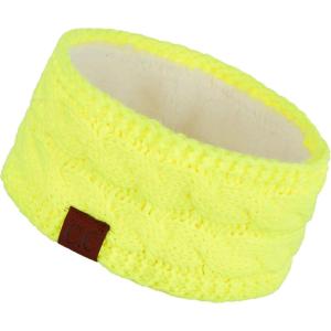 imageCC Winter Fuzzy Fleece Lined Thick Knitted Diagonal Stripes CrissCross Pattern Headband Headwrap HW2060Neon Yellow