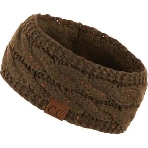 imageCC Winter Fuzzy Fleece Lined Thick Knitted Diagonal Stripes CrissCross Pattern Headband Headwrap HW2060New Oliveconfetti
