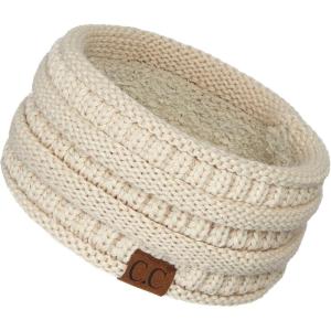 imageCC Winter Fuzzy Fleece Lined Thick Knitted Diagonal Stripes CrissCross Pattern Headband Headwrap HW2060a RibbedBeige