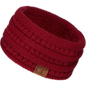 imageCC Winter Fuzzy Fleece Lined Thick Knitted Diagonal Stripes CrissCross Pattern Headband Headwrap HW2060a RibbedBurgundy