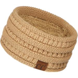 imageCC Winter Fuzzy Fleece Lined Thick Knitted Diagonal Stripes CrissCross Pattern Headband Headwrap HW2060a RibbedCamel