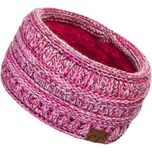 imageCC Winter Fuzzy Fleece Lined Thick Knitted Diagonal Stripes CrissCross Pattern Headband Headwrap HW2060a RibbedHot Pink Mixed1
