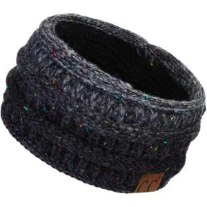 imageCC Winter Fuzzy Fleece Lined Thick Knitted Diagonal Stripes CrissCross Pattern Headband Headwrap HW2060a RibbedOmbre Black