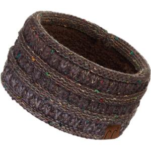 imageCC Winter Fuzzy Fleece Lined Thick Knitted Diagonal Stripes CrissCross Pattern Headband Headwrap HW2060a RibbedOmbre Brown