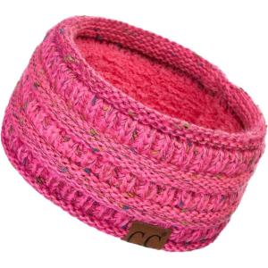 imageCC Winter Fuzzy Fleece Lined Thick Knitted Diagonal Stripes CrissCross Pattern Headband Headwrap HW2060a RibbedOmbre Bubble Gum Pink