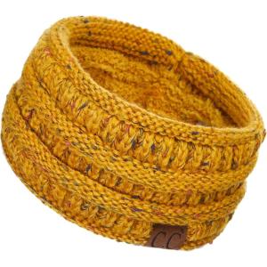 imageCC Winter Fuzzy Fleece Lined Thick Knitted Diagonal Stripes CrissCross Pattern Headband Headwrap HW2060a RibbedOmbre Mustard