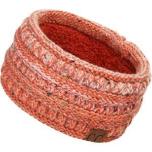 imageCC Winter Fuzzy Fleece Lined Thick Knitted Diagonal Stripes CrissCross Pattern Headband Headwrap HW2060a RibbedOmbre Orange