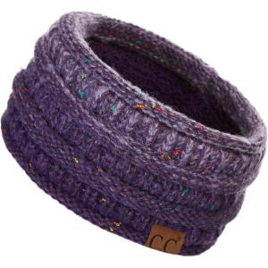 imageCC Winter Fuzzy Fleece Lined Thick Knitted Diagonal Stripes CrissCross Pattern Headband Headwrap HW2060a RibbedOmbre Purple