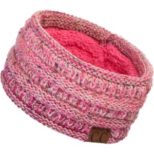 imageCC Winter Fuzzy Fleece Lined Thick Knitted Diagonal Stripes CrissCross Pattern Headband Headwrap HW2060a RibbedOmbre Rose