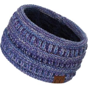 imageCC Winter Fuzzy Fleece Lined Thick Knitted Diagonal Stripes CrissCross Pattern Headband Headwrap HW2060a RibbedPurple Mixed2