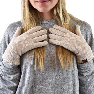 imageCC Winter Warm EcoFriendly Knit Chenille Touchscreen Texting GlovesBeige