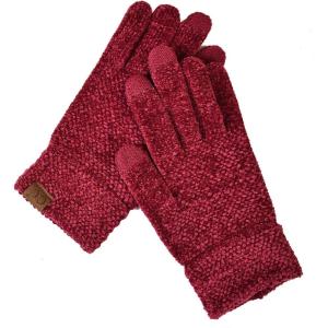 imageCC Winter Warm EcoFriendly Knit Chenille Touchscreen Texting GlovesBurgundy