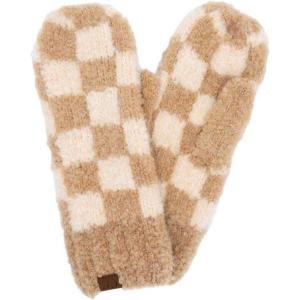 imageCC Winter Warm EcoFriendly Recycled Yarn MittensCheckered BeigeCamel