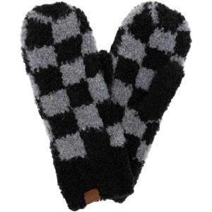 imageCC Winter Warm EcoFriendly Recycled Yarn MittensCheckered BlackDark Gray