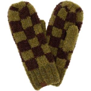 imageCC Winter Warm EcoFriendly Recycled Yarn MittensCheckered OliveBrown