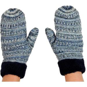 imageCC Winter Warm Knit Soft Fuzzy Lined Cuff Mittens GlovesBlue Mix