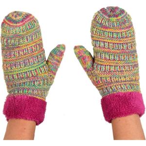 imageCC Winter Warm Knit Soft Fuzzy Lined Cuff Mittens GlovesRainbow Mix