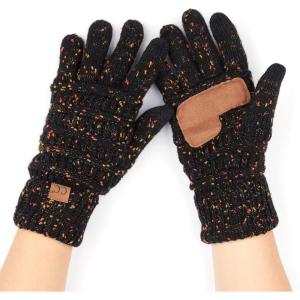 imageCC Women Solid Ribbed Glove with Smart Tips G20G33G80Blackconfetti