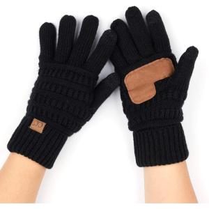 imageCC Women Solid Ribbed Glove with Smart Tips G20G33G80Blackprime