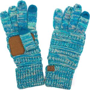 imageCC Women Solid Ribbed Glove with Smart Tips G20G33G80BlueBeige Mix