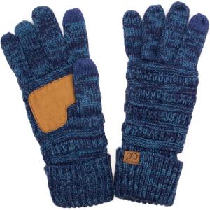 imageCC Women Solid Ribbed Glove with Smart Tips G20G33G80BlueDenim