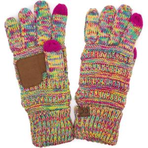 imageCC Women Solid Ribbed Glove with Smart Tips G20G33G80Bright Mix