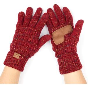 imageCC Women Solid Ribbed Glove with Smart Tips G20G33G80Burgundyconfetti