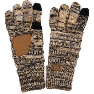 imageCC Women Solid Ribbed Glove with Smart Tips G20G33G80CamelGreyBlack