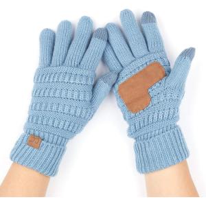 imageCC Women Solid Ribbed Glove with Smart Tips G20G33G80Denim