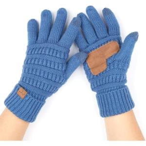 imageCC Women Solid Ribbed Glove with Smart Tips G20G33G80Dk Denim