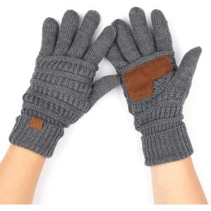 imageCC Women Solid Ribbed Glove with Smart Tips G20G33G80Dk Mel Grey