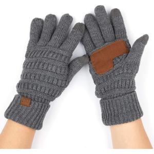 imageCC Women Solid Ribbed Glove with Smart Tips G20G33G80Dk Mel Grey Metallic
