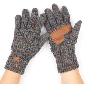 imageCC Women Solid Ribbed Glove with Smart Tips G20G33G80Dk Mel Greyconfetti