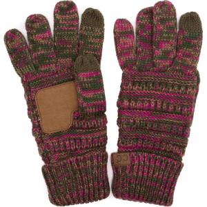 imageCC Women Solid Ribbed Glove with Smart Tips G20G33G80Hot PinkOliveCamel