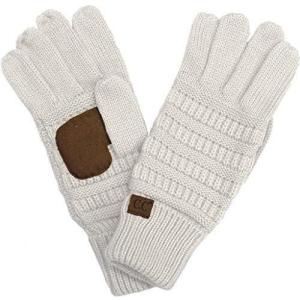 imageCC Women Solid Ribbed Glove with Smart Tips G20G33G80Ivory