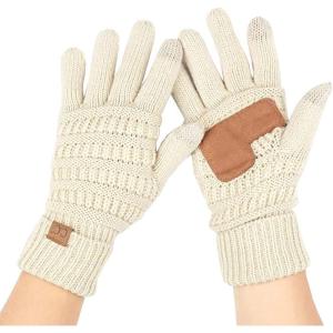 imageCC Women Solid Ribbed Glove with Smart Tips G20G33G80IvorySilver Metallic