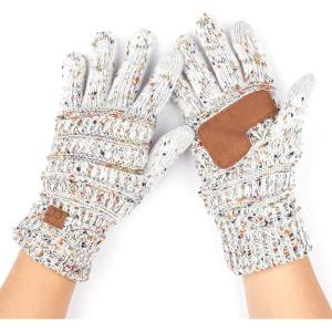 imageCC Women Solid Ribbed Glove with Smart Tips G20G33G80Ivoryconfetti