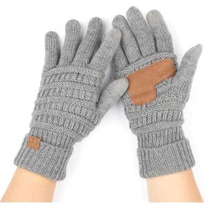 imageCC Women Solid Ribbed Glove with Smart Tips G20G33G80Lt Mel Greyprime