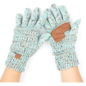 imageCC Women Solid Ribbed Glove with Smart Tips G20G33G80Mintconfetti