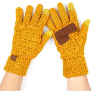 imageCC Women Solid Ribbed Glove with Smart Tips G20G33G80Mustard