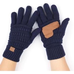 imageCC Women Solid Ribbed Glove with Smart Tips G20G33G80Navy